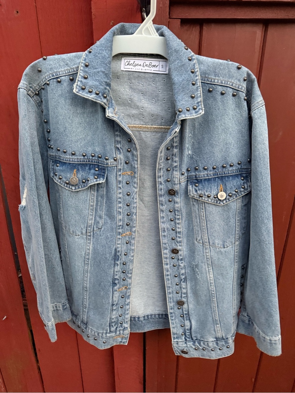 Light Wash Studded Denim Jacket